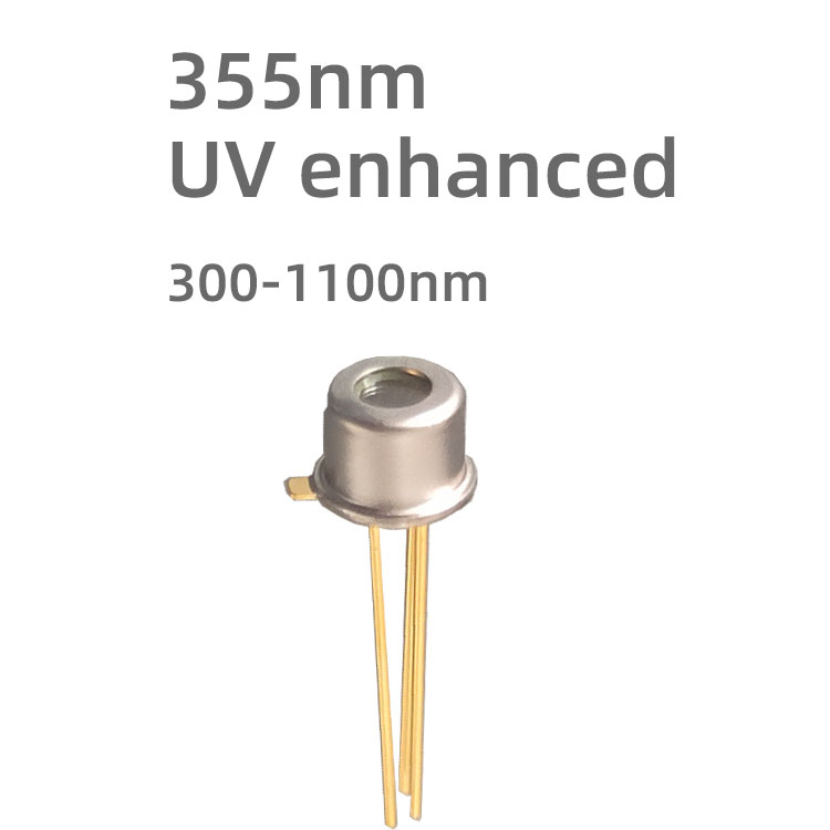 The photodiode material is silicon, and the response spectrum is 300-1100nm; UV enhancement at 355nm; with a large target surface of 3000um, it is very suitable for doing low light detection, fluorescence detection and other applications.