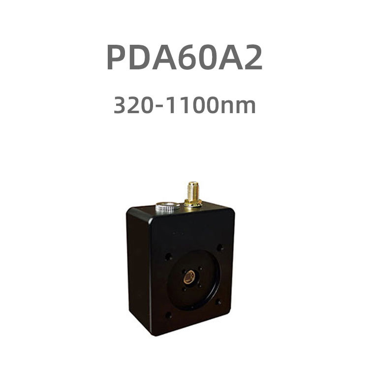 PDA60A2 photodetector based on 6x6mm large size target surface photodiode, response wavelength 320-1100nm, bandwidth DC-10MHz, With amplifier circuit with 10^3 gain.