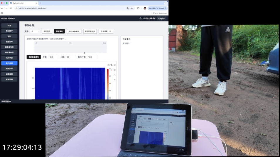 The AI-based DAS integrated system classifies signals from excavation and vehicle passage events.